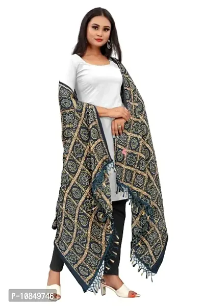 SINANI Chinon silk Traditional multicolored dupatta for girls and womens,silk bandhej dupatta (Petrol Color)-thumb0