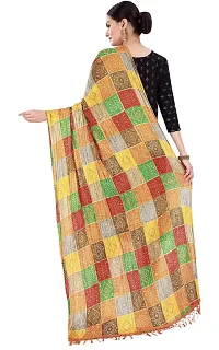 SINANI Chinon silk Traditional multicolored dupatta for girls and womens,silk bandhej dupatta (Yellow Multi)-thumb2