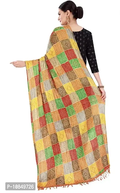 SINANI Chinon silk Traditional multicolored dupatta for girls and womens,silk bandhej dupatta (Yellow Multi)-thumb3