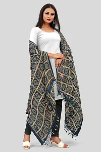 SINANI Chinon silk Traditional multicolored dupatta for girls and womens,silk bandhej dupatta (Petrol Color)-thumb3