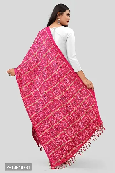 SINANI Chinon silk Traditional multicolored dupatta for girls and womens,silk bandhej dupatta (Pink)-thumb4