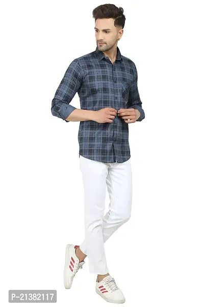 Reliable Grey Cotton Blend Checked Long Sleeves Casual Shirts For Men-thumb0