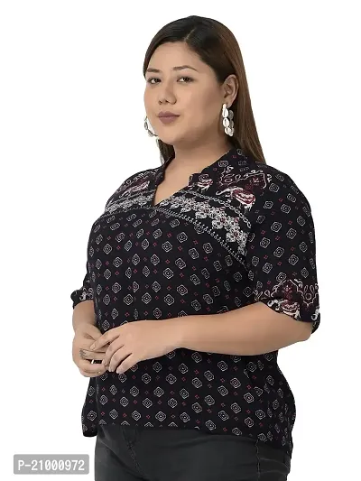 veldress21 Women Top Shirt Embroidered Blouse Summer Fit and Flare Casual Stylish Longline Plus Size Black-thumb3