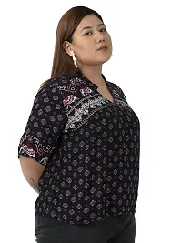 veldress21 Women Top Shirt Embroidered Blouse Summer Fit and Flare Casual Stylish Longline Plus Size Black-thumb1