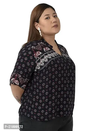 veldress21 Women Top Shirt Embroidered Blouse Summer Fit and Flare Casual Stylish Longline Plus Size Black-thumb2
