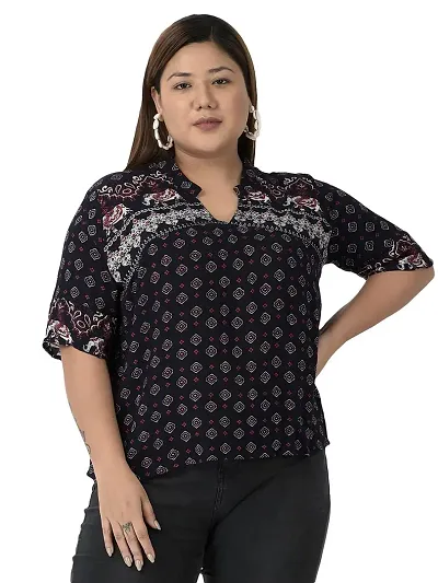 veldress21 Women Top Shirt Embroidered Blouse Summer Fit and Flare Casual Stylish Longline Plus Size Black