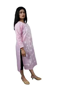 SK Chikan Art Embroidered Cotton Lucknowi Chikankari Women's Kurta Kurti-thumb1