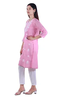 SK Chikan Art Embroidered Cotton Lucknowi Chikankari Women's Kurta Kurti-thumb1