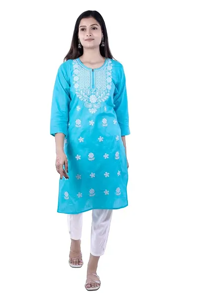 A-Line Cotton Blend Stitched Kurta