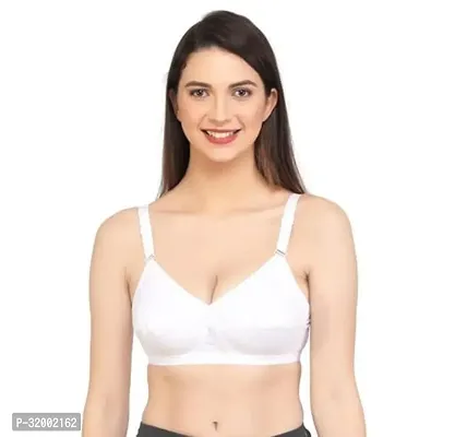 Stylish White Cotton Solid Non Padded Bra For Women