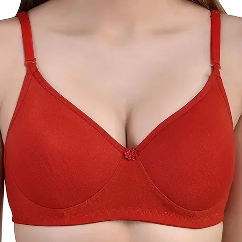 Tuck N Go Women?s Hoisery Cotton T-Shirt Full Cup Double Layer Bra| Non-Padded Non-Wired Daily Use Soft Material Smooth Fit Bras for Ladies & Girls