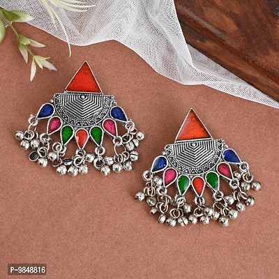 Silver Oxidized Earring Set for Women (Multi)