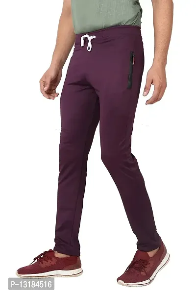 AASHRAY Men's Running, Gym & Sports Track Pant with Zipper Pocket (XL, Wine)-thumb2