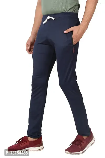 AASHRAY Men's Running, Gym & Sports Track Pant with Zipper Pocket (Medium, Navy)-thumb3