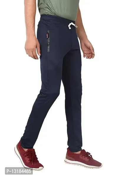 AASHRAY Men's Running, Gym & Sports Track Pant with Zipper Pocket (Medium, Navy)-thumb2