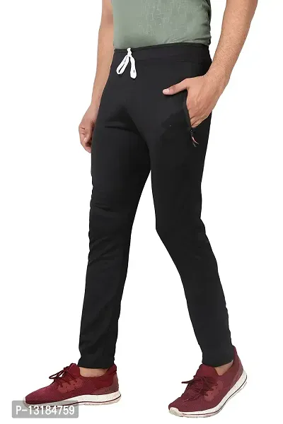 AASHRAY Men's Running, Gym & Sports Track Pant with Zipper Pocket (Large, Black)-thumb3