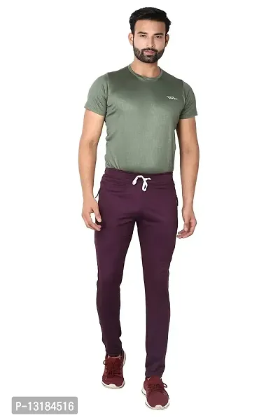 AASHRAY Men's Running, Gym & Sports Track Pant with Zipper Pocket (XL, Wine)-thumb0