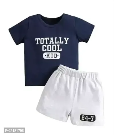 Fabulous Navy Blue Cotton Clothing Set For Boys-thumb0