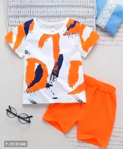 Fabulous Orange Cotton Clothing Set For Boys