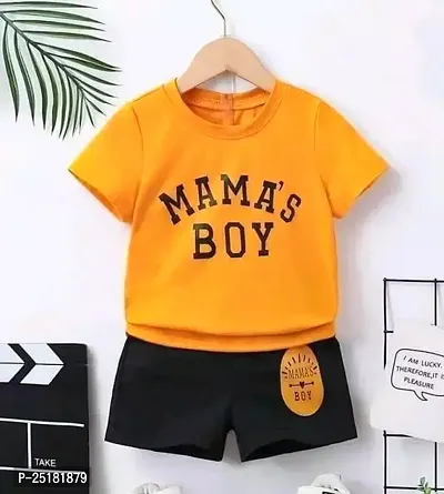 Fabulous Orange Cotton Clothing Set For Boys