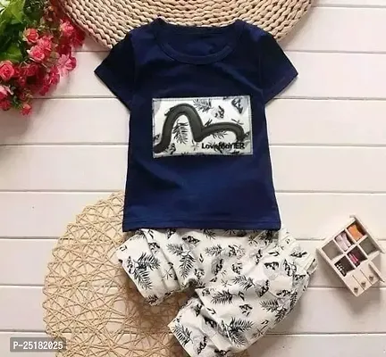 Fabulous Navy Blue Cotton Clothing Set For Boys