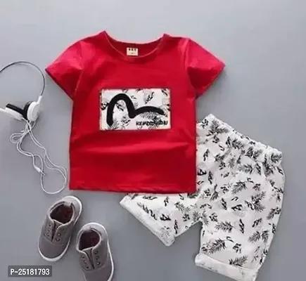 Fabulous Red Cotton Clothing Set For Boys