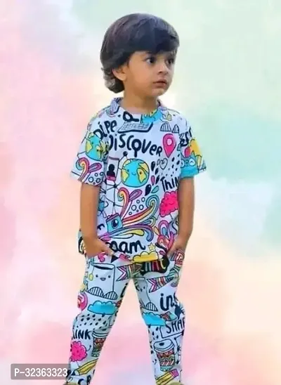 Fabulous Multicoloured Hosiery Printed Top Bottom Clothing Sets For Boys-thumb0