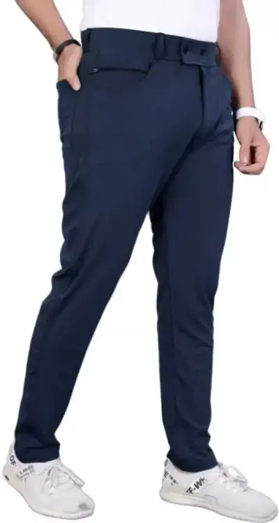 LooFoN Men's Regular Fit Lycra Casual Trouser