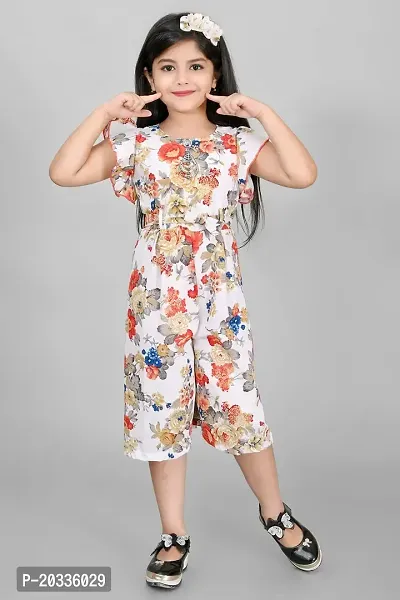 S N Collection Chiffon New Casual Floral Printed Jumpsuit Dress for Girls(5-6) year