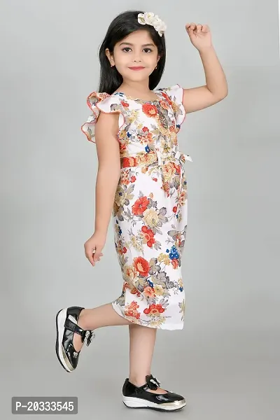 S N Collection Chiffon New Casual Floral Printed Jumpsuit Dress for Girls(2-3) year-thumb5