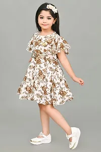 S N Collection Chiffon Casual Midi Floral Printed Dress for Girls (Brown, 2-3 Years)-thumb4