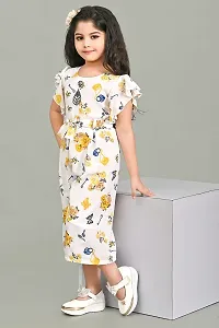 S N Collection Chiffon Casual Floral Print Jumpsuit Dress for Girls (Yellow, 5-6 Years)-thumb4