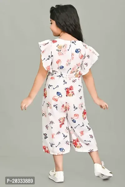 S N Collection Chiffon Casual Floral Print Jumpsuit Dress for Girls (Orange, 5-6 Years)-thumb2