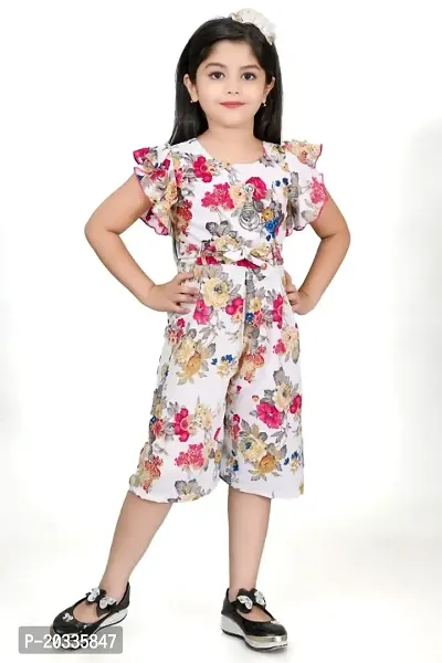 S N Collection Chiffon New Casual Floral Printed Jumpsuit Dress for Girls(2-3) year