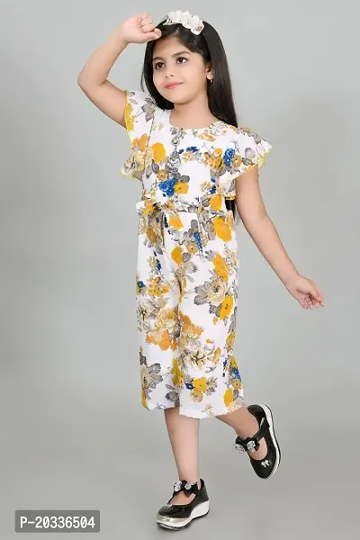 S N Collection Chiffon New Casual Floral Printed Jumpsuit Dress for Girls(3-4) year