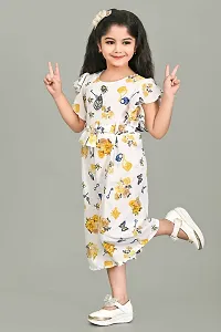 S N Collection Chiffon Casual Floral Print Jumpsuit Dress for Girls (Yellow, 5-6 Years)-thumb2
