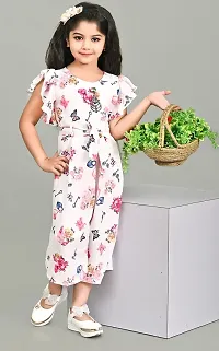 S N Collection Chiffon Casual Floral Print Jumpsuit Dress for Girls (Pink, 5-6 Years)-thumb4