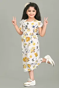 S N Collection Chiffon Casual Floral Print Jumpsuit Dress for Girls (Yellow, 2-3 Years)-thumb2