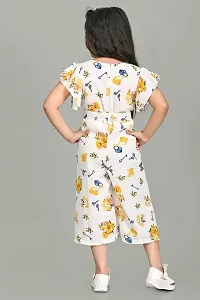 S N Collection Chiffon Casual Floral Print Jumpsuit Dress for Girls (Yellow, 7-8 Years)-thumb1