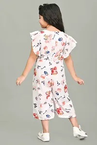 S N Collection Chiffon Casual Floral Print Jumpsuit Dress for Girls (Orange, 6-7 Years)-thumb1