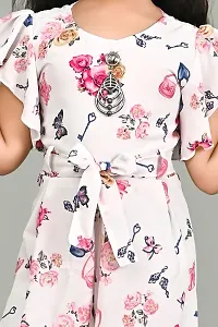 S N Collection Chiffon Casual Floral Print Jumpsuit Dress for Girls (Pink, 5-6 Years)-thumb3