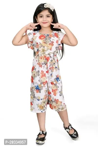 S N Collection Chiffon New Casual Floral Printed Jumpsuit Dress for Girls(7-8) year