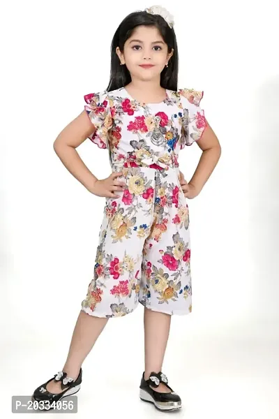 S N Collection Chiffon New Casual Floral Printed Jumpsuit Dress for Girls(4-5) year