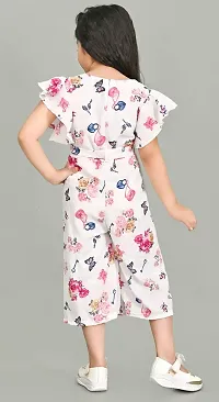 S N Collection Chiffon Casual Floral Print Jumpsuit Dress for Girls (Pink, 5-6 Years)-thumb1