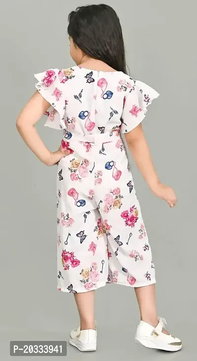 S N Collection Chiffon Casual Floral Print Jumpsuit Dress for Girls (Pink, 5-6 Years)-thumb2