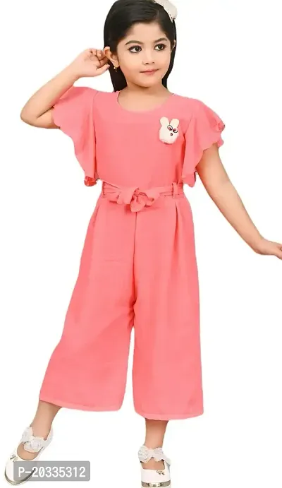 S N Collection Cotton Blend Casual Solid Jumpsuit Dress for Girls-thumb0