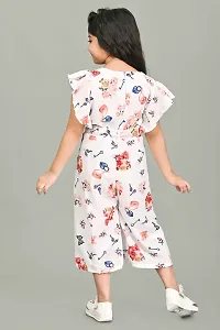 S N Collection Chiffon Casual Floral Print Jumpsuit Dress for Girls (Orange, 7-8 Years)-thumb1