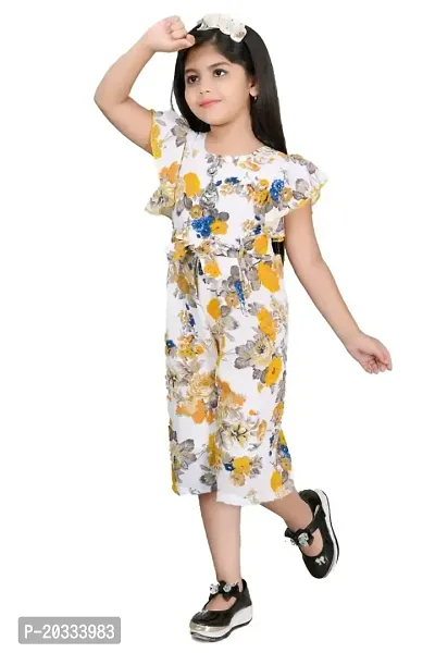 S N Collection Chiffon New Casual Floral Printed Jumpsuit Dress for Girls(6-7) year