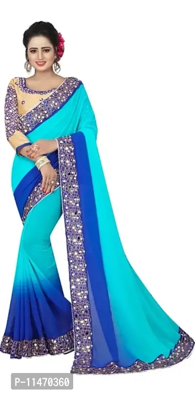 Classic Georgette Lace Work Saree with Blouse piece-thumb2