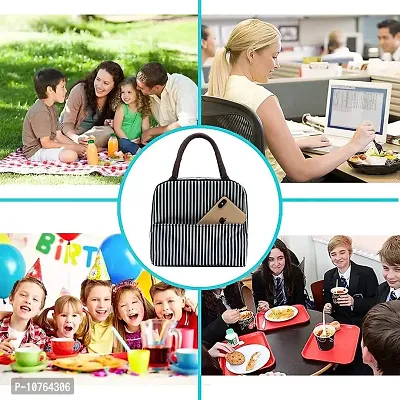 Insulated Black Lunch Bag Leakproof Wide Open Tote Bag Lunch Box Container-thumb5